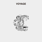 VOYAGE十字架镶钻戒指女轻奢小众设计高级感食指冷淡风复古小香风