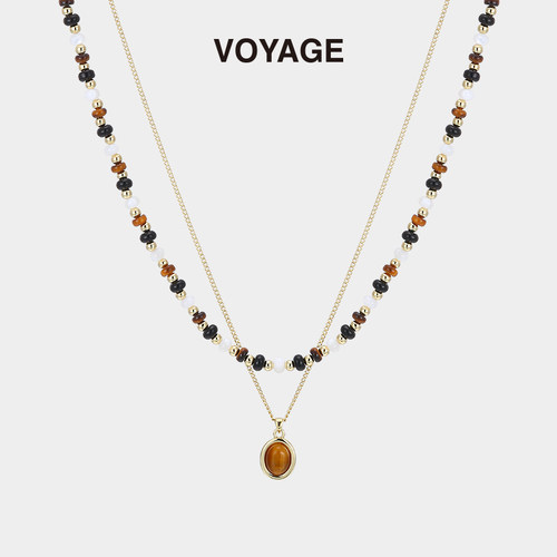 VOYAGE美拉德风双层叠戴串珠项链