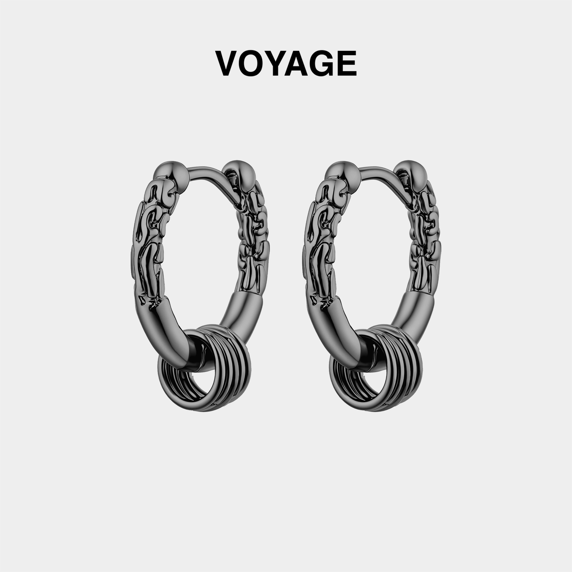 金箍棒圈圈耳环男款耳扣黑色素圈