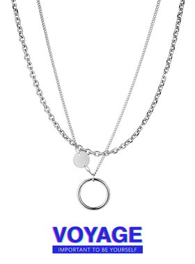 双层叠戴钛钢t恤锁骨链女不掉色高级感项链女甜酷卫衣配饰链子夏