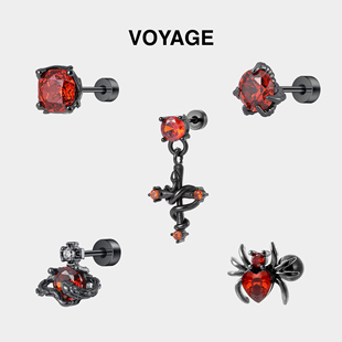 红色钛合金龙爪耳钉女钛钢华子耳环锆石耳蜗钉养耳洞耳骨钉耳饰男