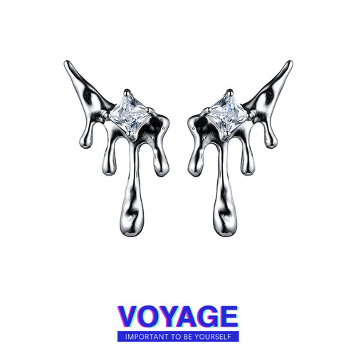 水滴熔岩锆石耳夹小众设计感