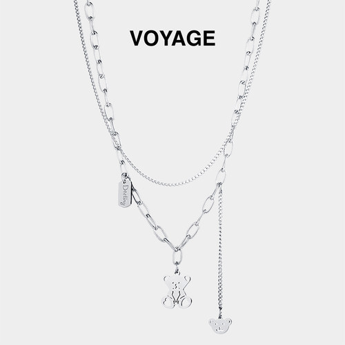VOYAGE可爱小熊吊坠钛钢项链