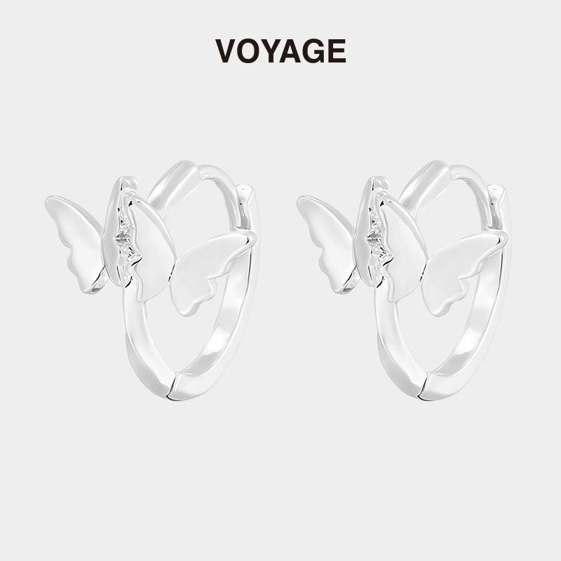 银色蝴蝶耳环女轻奢小众设计耳圈高级感素圈耳扣绝美耳钉新款耳饰,饰品/流行首饰/时尚饰品新,耳环,淘宝优惠券,粉丝福利购,淘宝优惠卷