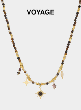 美拉德太阳花虎眼石项链女天然石