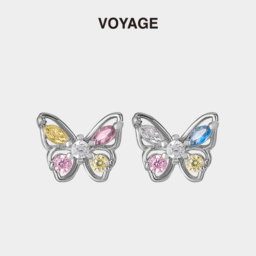 VOYAGE彩色蝴蝶耳钉小巧精致