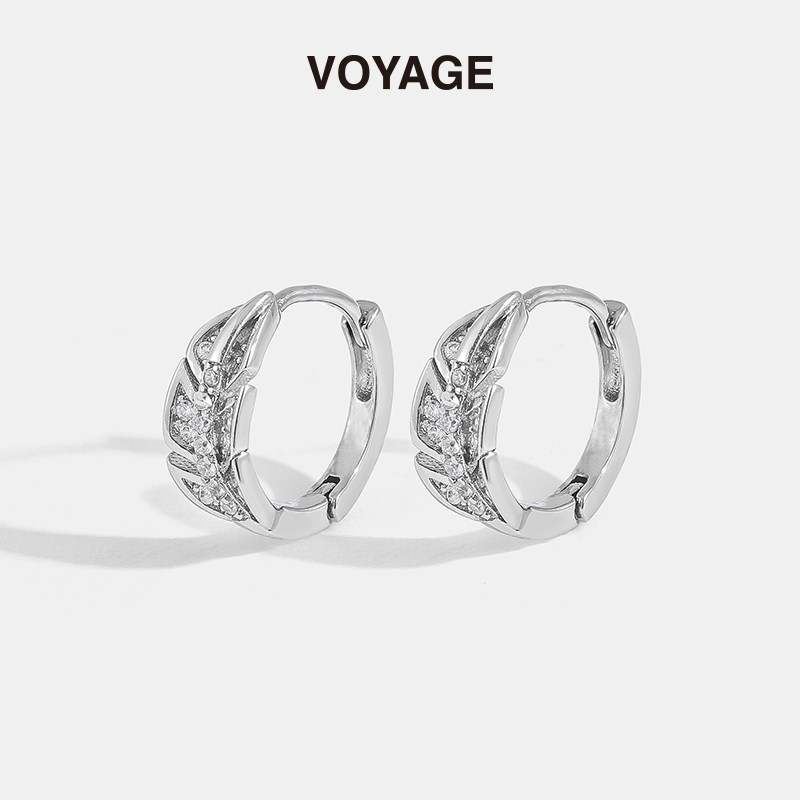 羽毛锆石耳环女轻奢小众设计圈圈