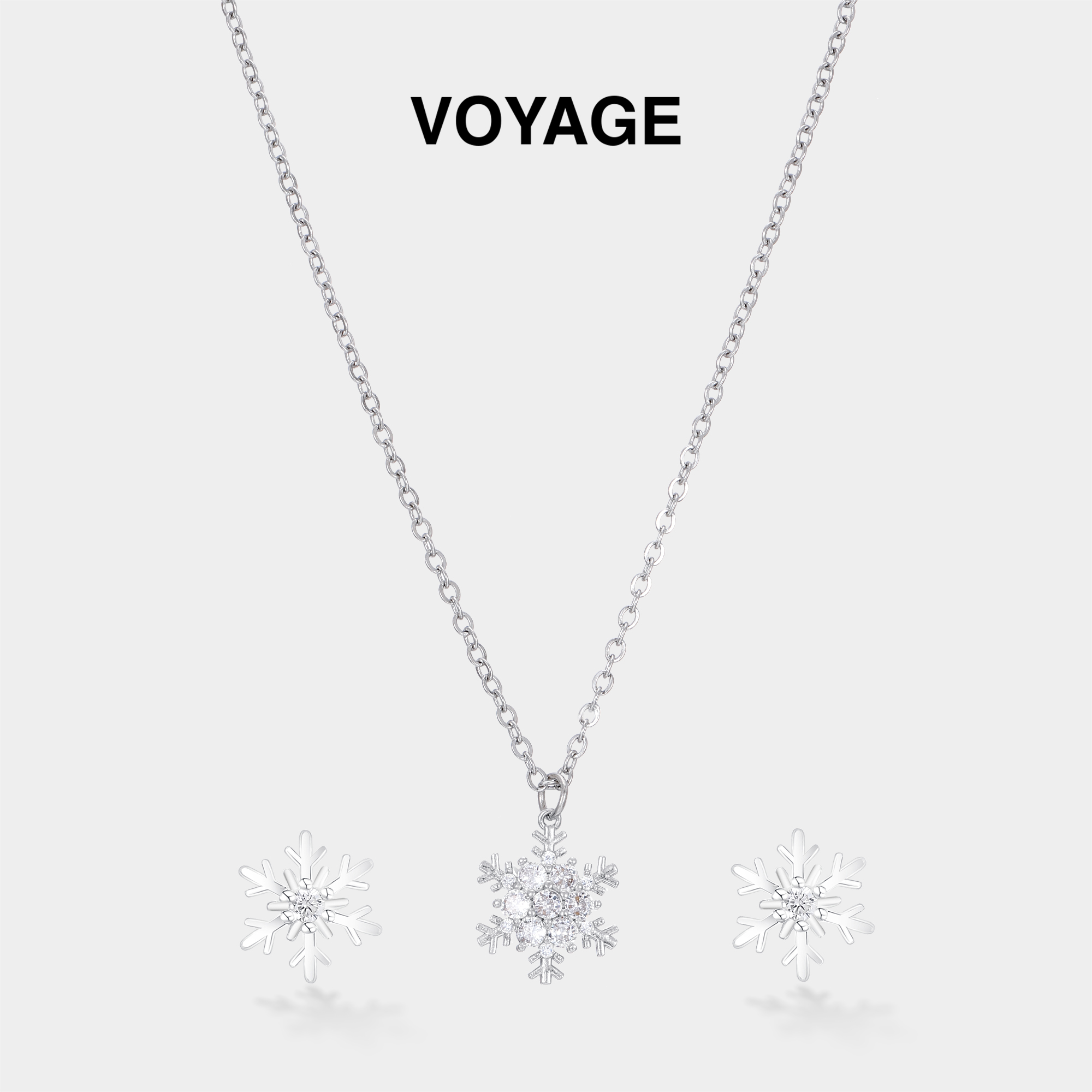 圣诞雪花项链耳钉女配饰