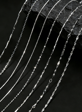 999纯银项链女925银素链银链子男