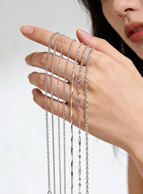 裸链条纯银999项链女无吊坠颈链