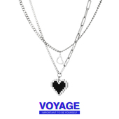 VOYAGE章昊同款 双层爱心项链女甜酷风嘻哈锁骨链男潮配饰钛钢饰品