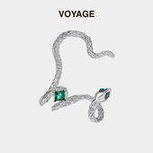 绿色宝石蛇形耳夹女无耳洞新款 高级感耳骨夹耳挂轻奢小众耳环耳饰