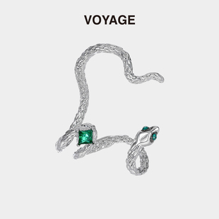 绿色宝石蛇形耳夹女无耳洞新款 高级感耳骨夹耳挂轻奢小众耳环耳饰