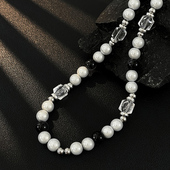 VOYAGE珍珠拼接项链男士 高级感设计潮流男款 轻奢小众锁骨链配饰女