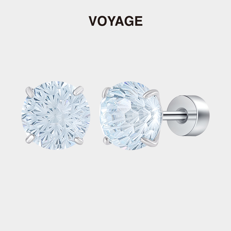 碎冰蓝烟花切钛合金耳钉睡觉免摘