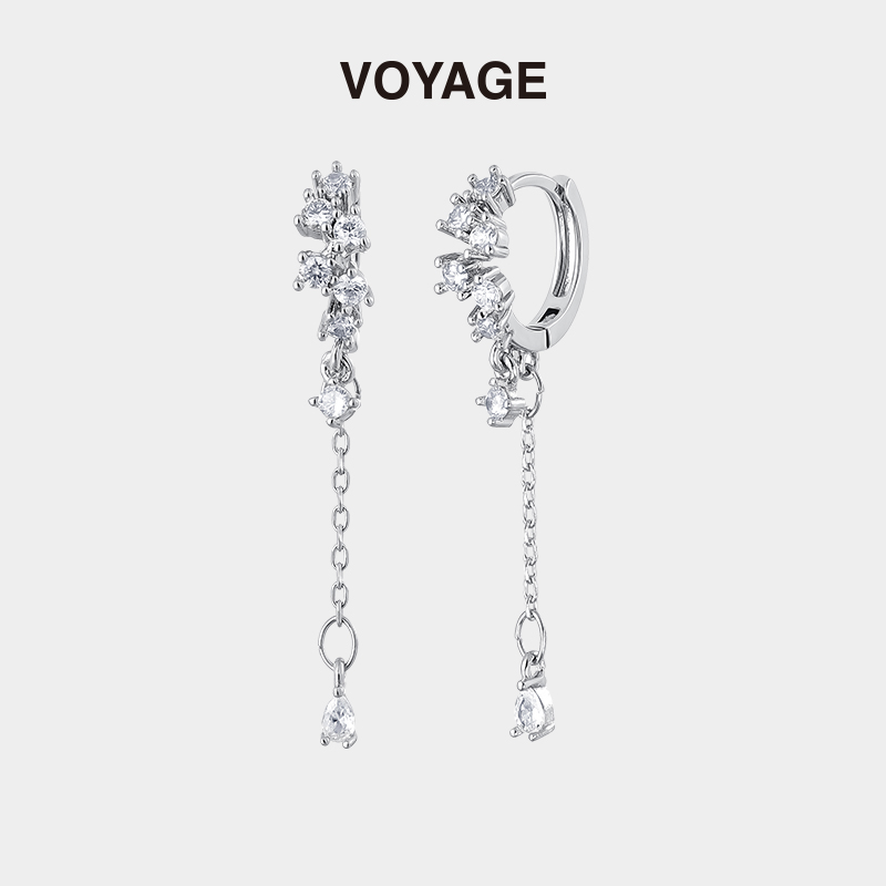 锆石流苏耳环圈圈耳圈高级感轻奢