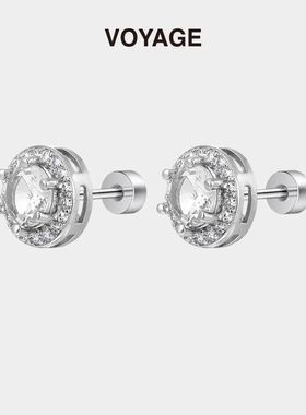 钛钢锆石耳钉女轻奢小众设计高级感耳环睡觉免摘养耳洞耳骨钉耳饰