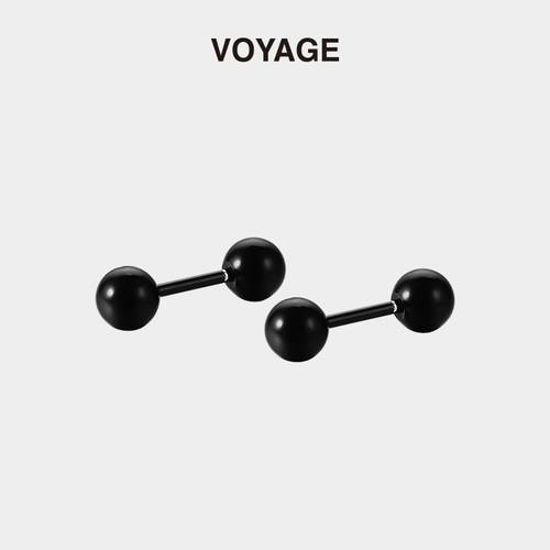 VOYAGE黑色钛钢耳钉小众设计感