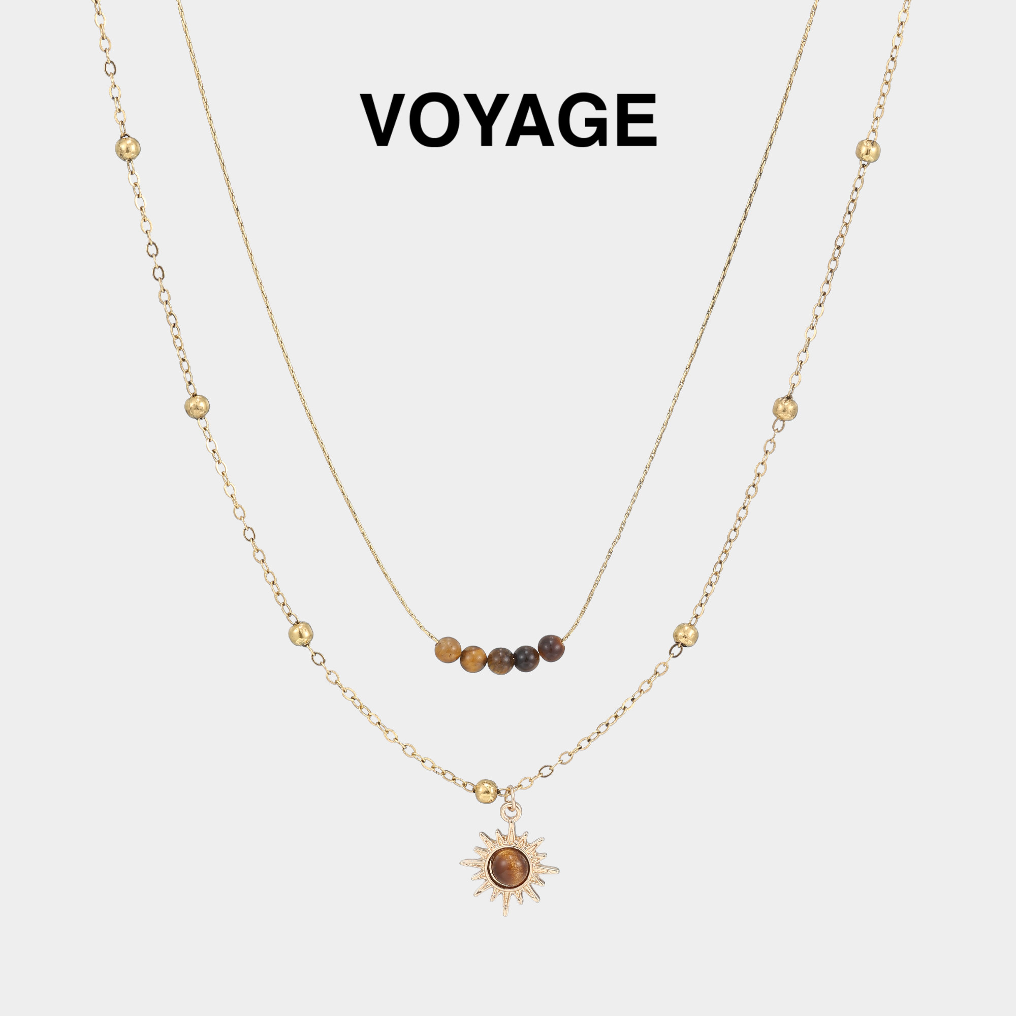 金色太阳花吊坠项链女虎眼石串珠锁骨链双层叠戴毛衣链高级感配饰,饰品/流行首饰/时尚饰品新,项链,淘宝优惠券,粉丝福利购,淘宝优惠卷