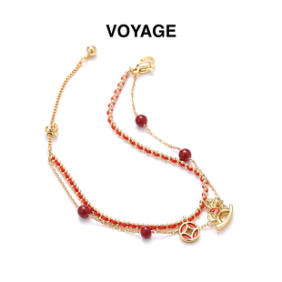 马上有钱花小马双层红绳手链女手串本命年新中式手饰红色新年配饰