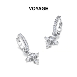 十字架鸢尾花吊坠耳环女款锆石耳扣素圈耳钉男耳坠耳圈高级感耳饰