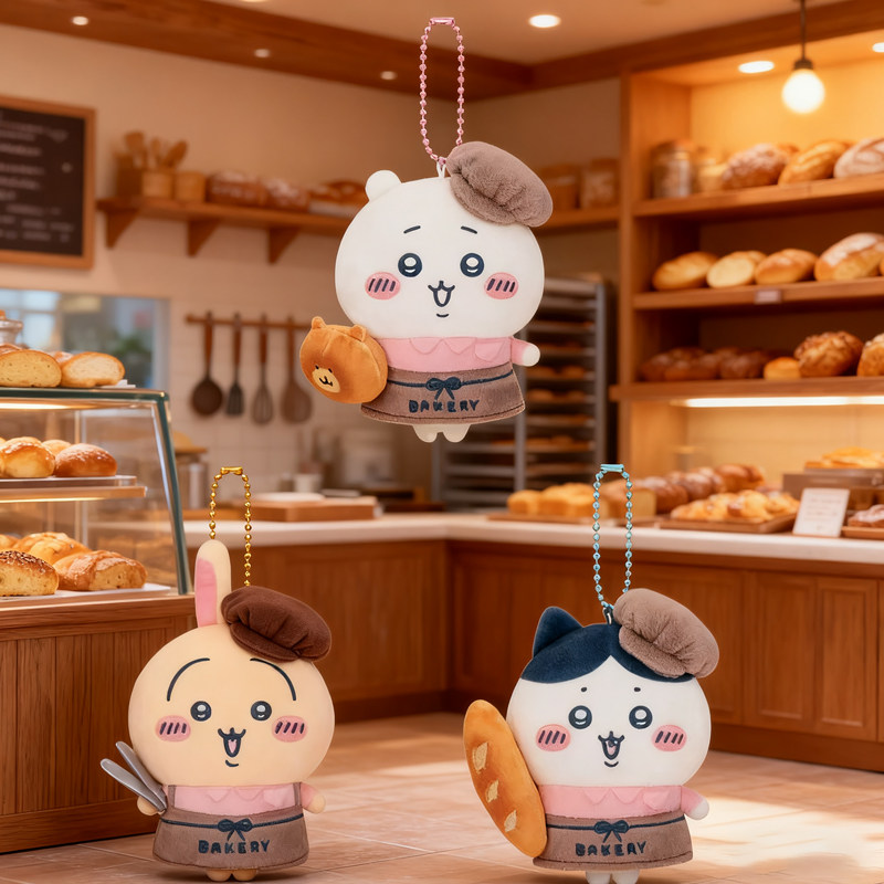 日系面包房厨师面点三明治师傅乌萨奇吉伊小八毛绒玩具毛绒挂件