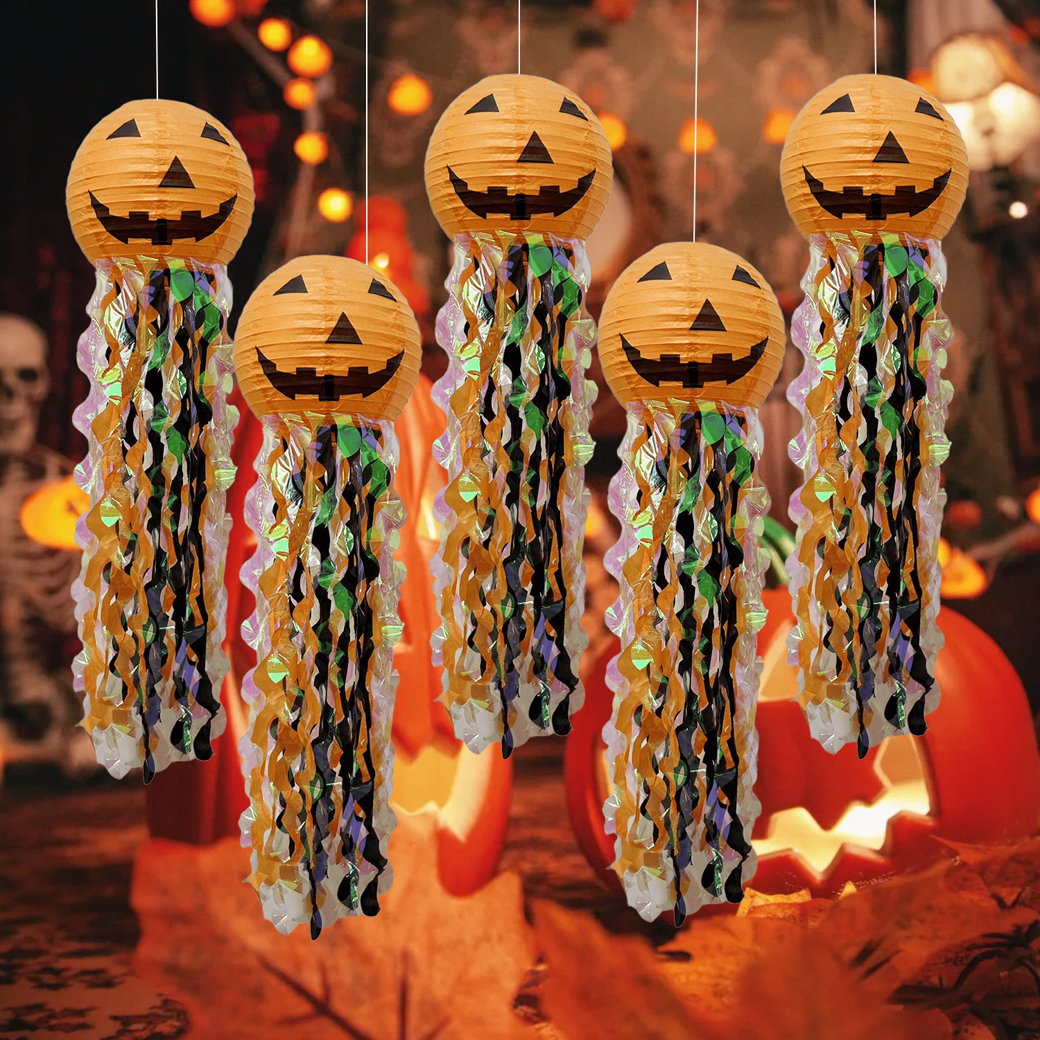 万圣节派对装饰蜘蛛挂饰灯笼纸