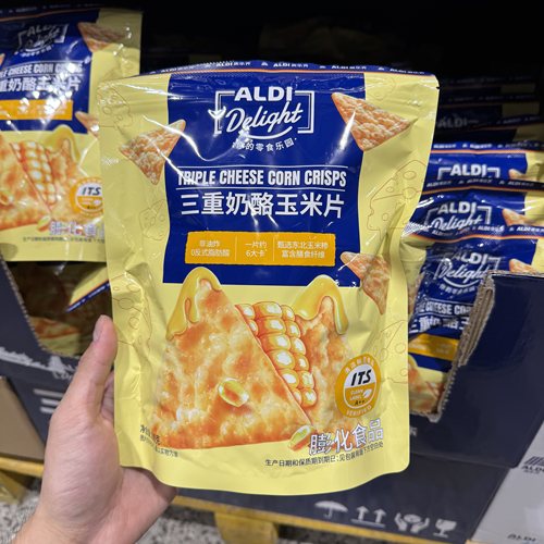 奥乐齐ALDI delight 三重奶酪玉米片100g 非油炸超市零食代购