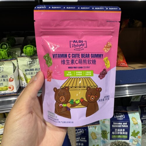 奥乐齐ALDI delight维生素C萌熊软糖混合果味80g酸甜软糯超市代购