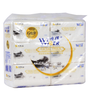 唯得水乡风情408张6包3提4层438C家庭装抽纸家面巾纸婴儿纸巾包邮
