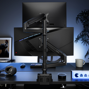 北弧倒挂多屏显示器支架可上下叠屏免打孔电脑气动机械臂E350pd-2