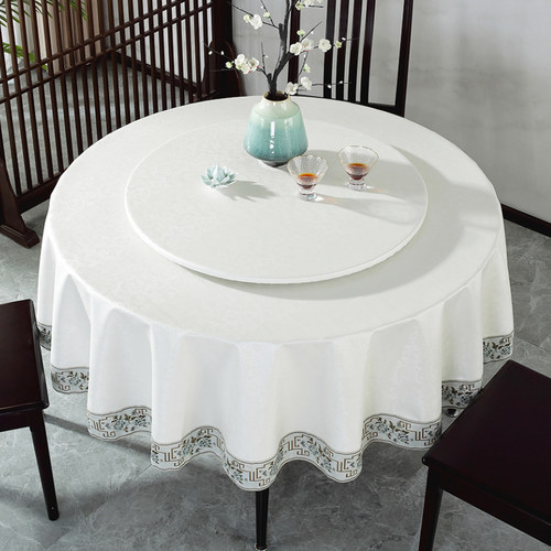 新中式PU皮懒人免洗圆桌布