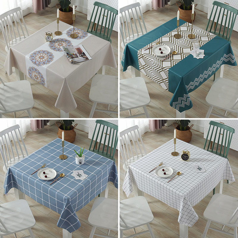 布艺桌布防水防油方桌台布免洗防烫北欧pvc正方形餐桌布桌垫家用