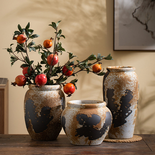 景德镇陶瓷覆古花瓶装饰品中国风格客厅插花入口电视柜茶室瓦比萨