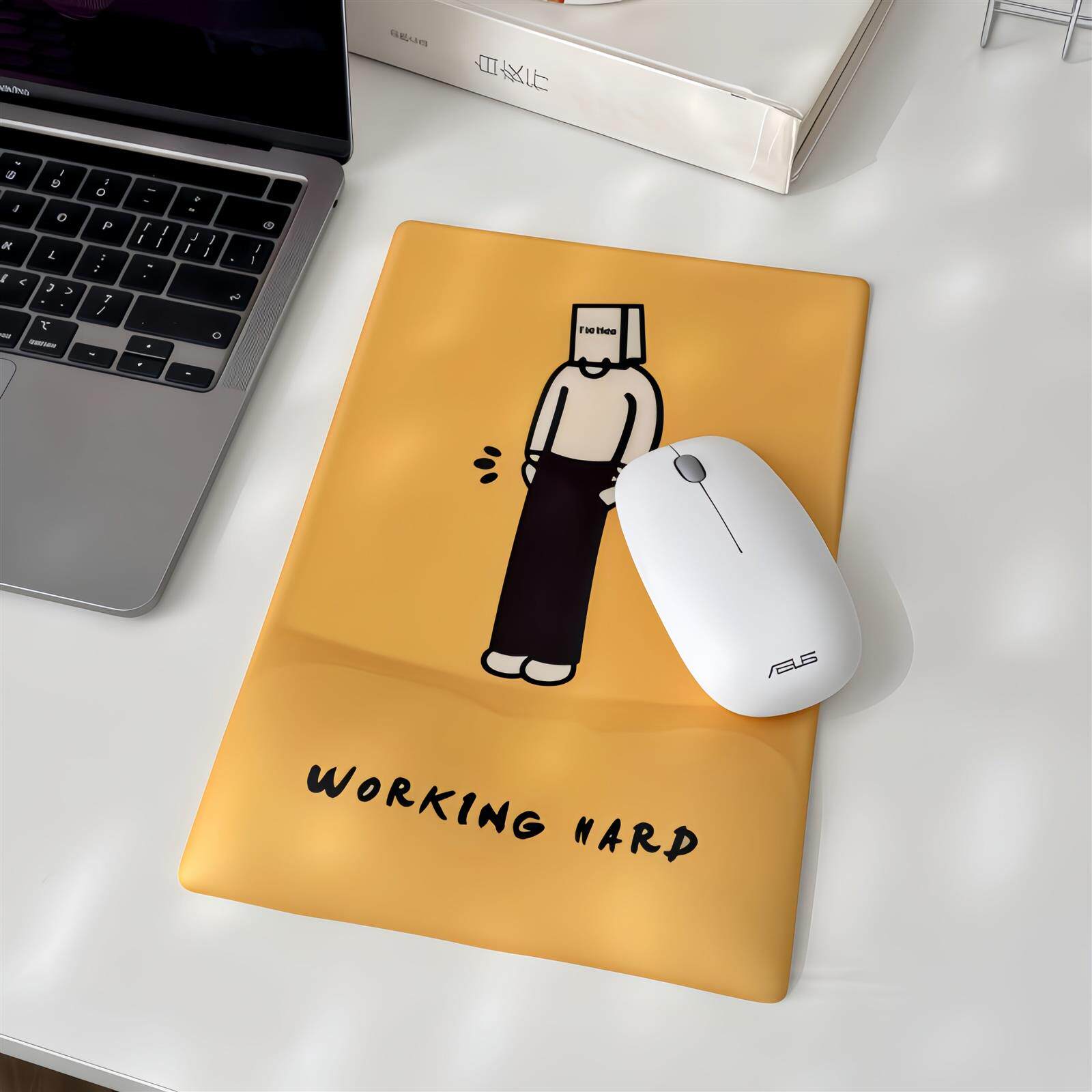 躺平创意鼠标垫硅胶护腕垫简约插画办公桌记忆棉键盘托防滑鼠标垫