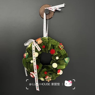 爱上做手工的乐趣圣诞花环扭扭棒手工diy成品高颜值氛围感门上挂