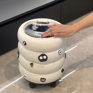 垃圾桶高颜值甜甜圈垃圾桶带轮子大容量家用带盖可移动客厅纸篓子