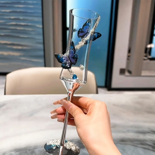 婚礼敬酒敬酒杯diy手工材料包蝴蝶高脚杯一对结婚订婚高级感实用