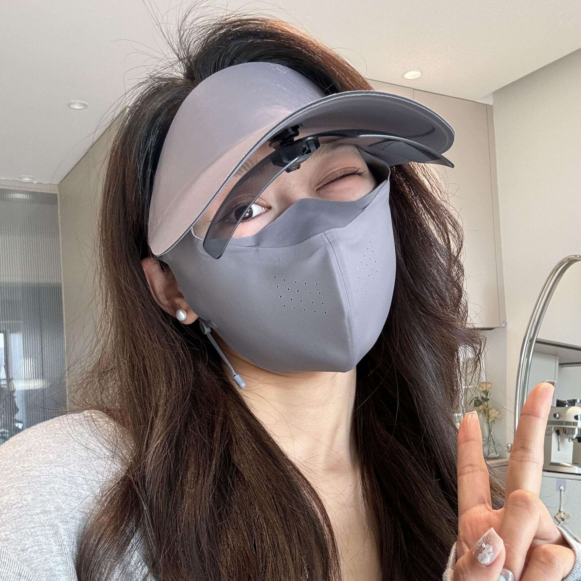 全脸防晒面罩大帽檐自带墨镜女