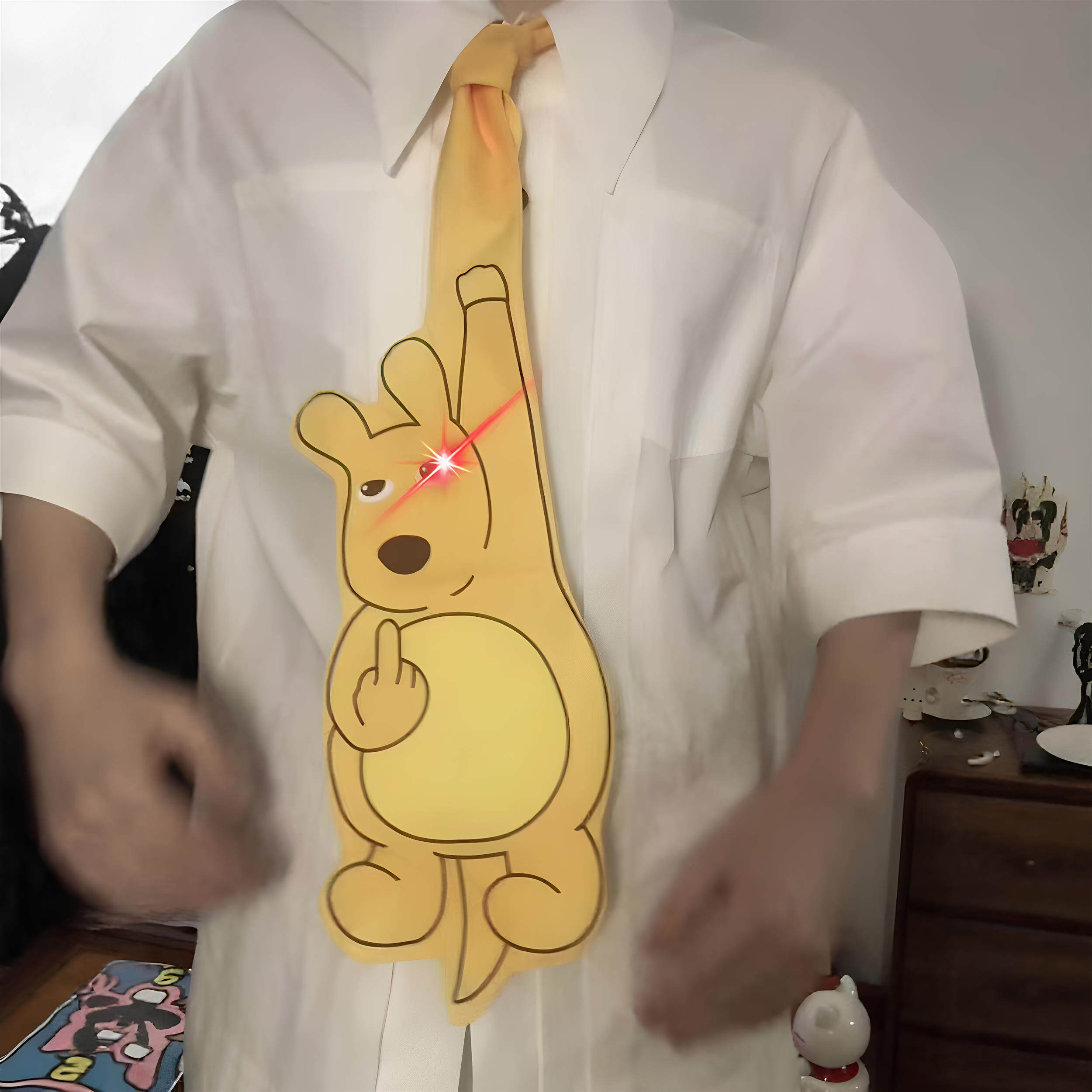 你的胆子真是肥嘟嘟的!美团袋鼠领带抽象新款搞怪趣味双面领结带