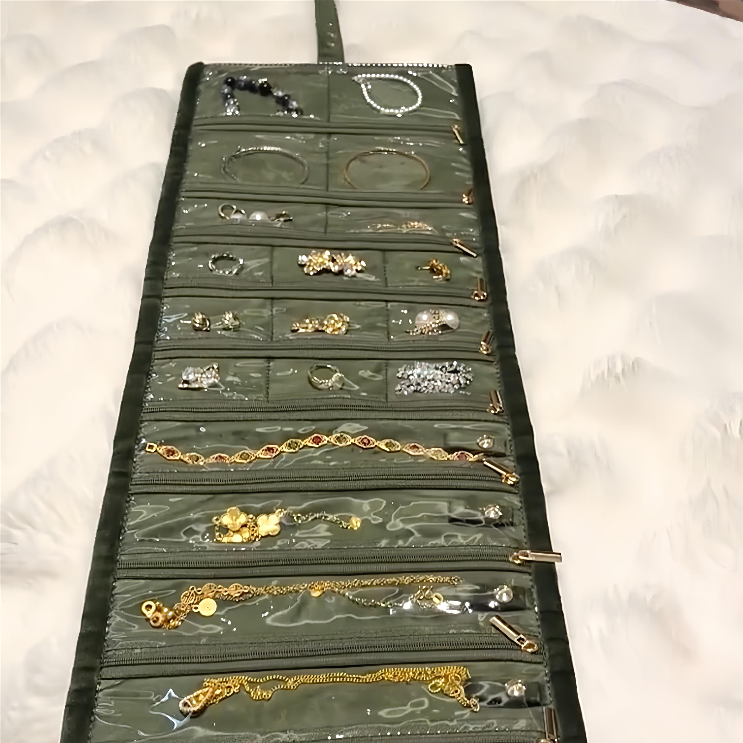 分格包复古绒布首饰收纳袋饰品包高档精致项链耳环卷轴包便携密封