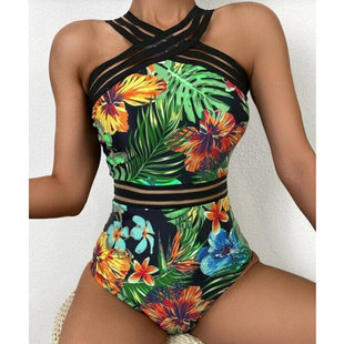 Womens One Leaf Swimsuit Print Halter 推荐 Striped Sexy Piece