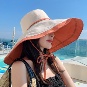 夏季双面大头围遮阳渔夫帽女大沿遮脸防晒太阳帽2025新款户外海边