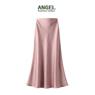 高级感垂感醋酸缎面半身裙女夏季 鱼尾裙高腰显瘦包臀裙9902 中长款