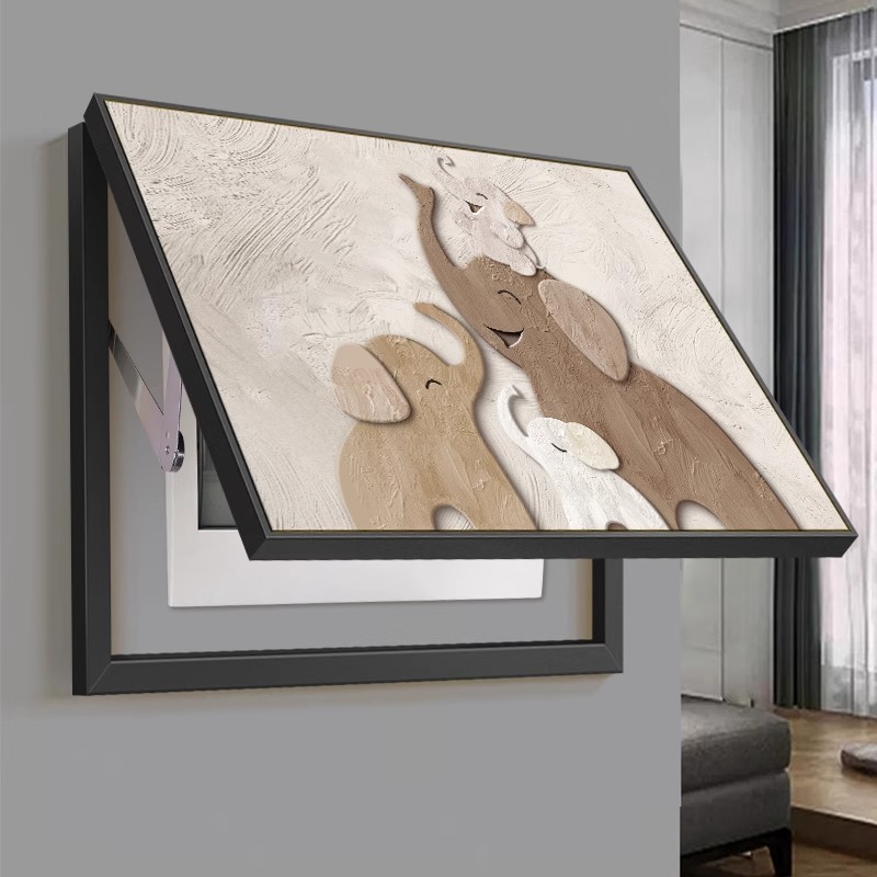 大象电表箱装饰画轻奢高级感遮挡配电箱壁画电源开关挂画2025新款