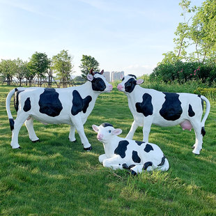 饰摆件 户外大型仿真奶牛雕塑园林农牧场草坪景观玻璃钢动物模型装