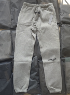 现货美潮FOG ESSENTIALS植绒印花束脚长裤ins高街运动卫裤男女潮