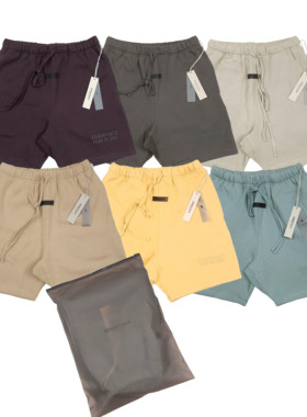 现货美潮ESSENTIALS第八季硅胶字母短裤宽松运动休闲五分裤男女