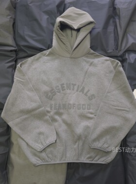 现货SS24 FOG ESSENTIALS胸前胶标字母连帽卫衣宽松潮牌帽衫男女