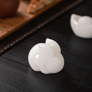 国潮风陶瓷璞玉玉兔摆件家居客厅酒柜书房装饰品创意礼品送礼佳品